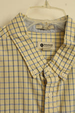 Haggar Yellow and Blue Plaid Cotton LS Button-down Shirt | XXL