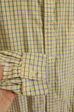 Haggar Yellow and Blue Plaid Cotton LS Button-down Shirt | XXL
