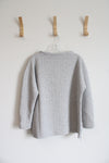 T By Talbots Gray Quilted Shimmer Long Sleeved Top | L Petite