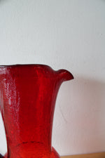 Vintage Red Amberina Crackle Glass Pitcher