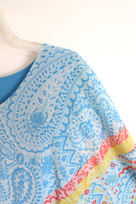 NEW Ruby Rd. Light Blue Multi-Color Paisley Print Blouse with Sheer Layer and Cami  | 1X