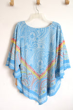 NEW Ruby Rd. Light Blue Multi-Color Paisley Print Blouse with Sheer Layer and Cami  | 1X
