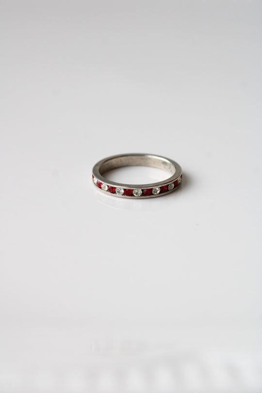Ruby & Crystal Infinity Sterling Silver Ring | Size 7