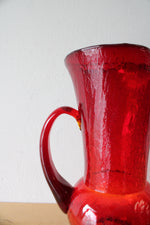 Vintage Red Amberina Crackle Glass Pitcher