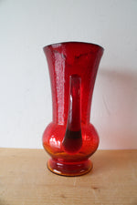 Vintage Red Amberina Crackle Glass Pitcher