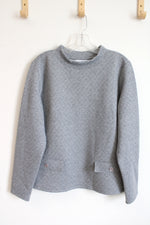 Liz Claiborne Silver Threaded Pattern Mock Neckline Gray Top | L