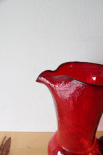 Vintage Red Amberina Crackle Glass Pitcher