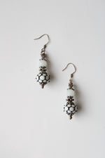 Black Glass Beaded Sterling Silver Dangle Earrings