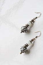 Black Glass Beaded Sterling Silver Dangle Earrings