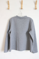Liz Claiborne Silver Threaded Pattern Mock Neckline Gray Top | L