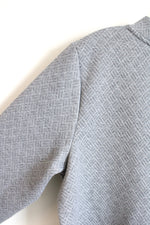 Liz Claiborne Silver Threaded Pattern Mock Neckline Gray Top | L