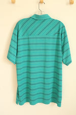 Under Armour Teal and Green Striped SS Athletic Polo Shirt | XL