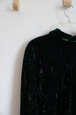 Talbots Emerald Green Crushed Velvet Button Down Top | XL