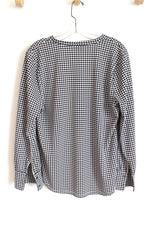 Ann Taylor Factory Black & White Houndstooth V-Neck Blouse | L