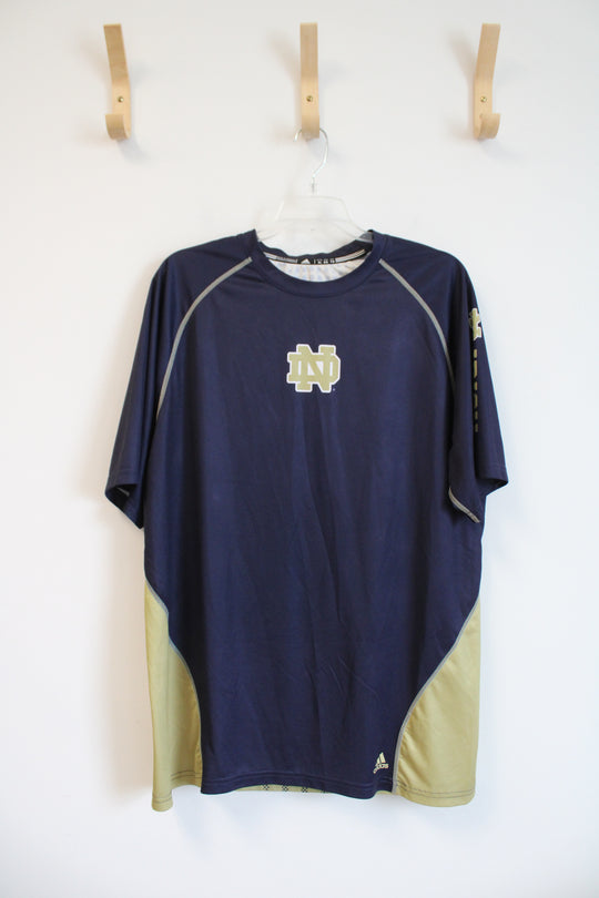 Adidas Notre Dame Navy & Gold Logo Athletic Shirt | XL