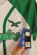NEW NFL Green and White Eagles Buttoned-Down Short Sleeve Jersey | L