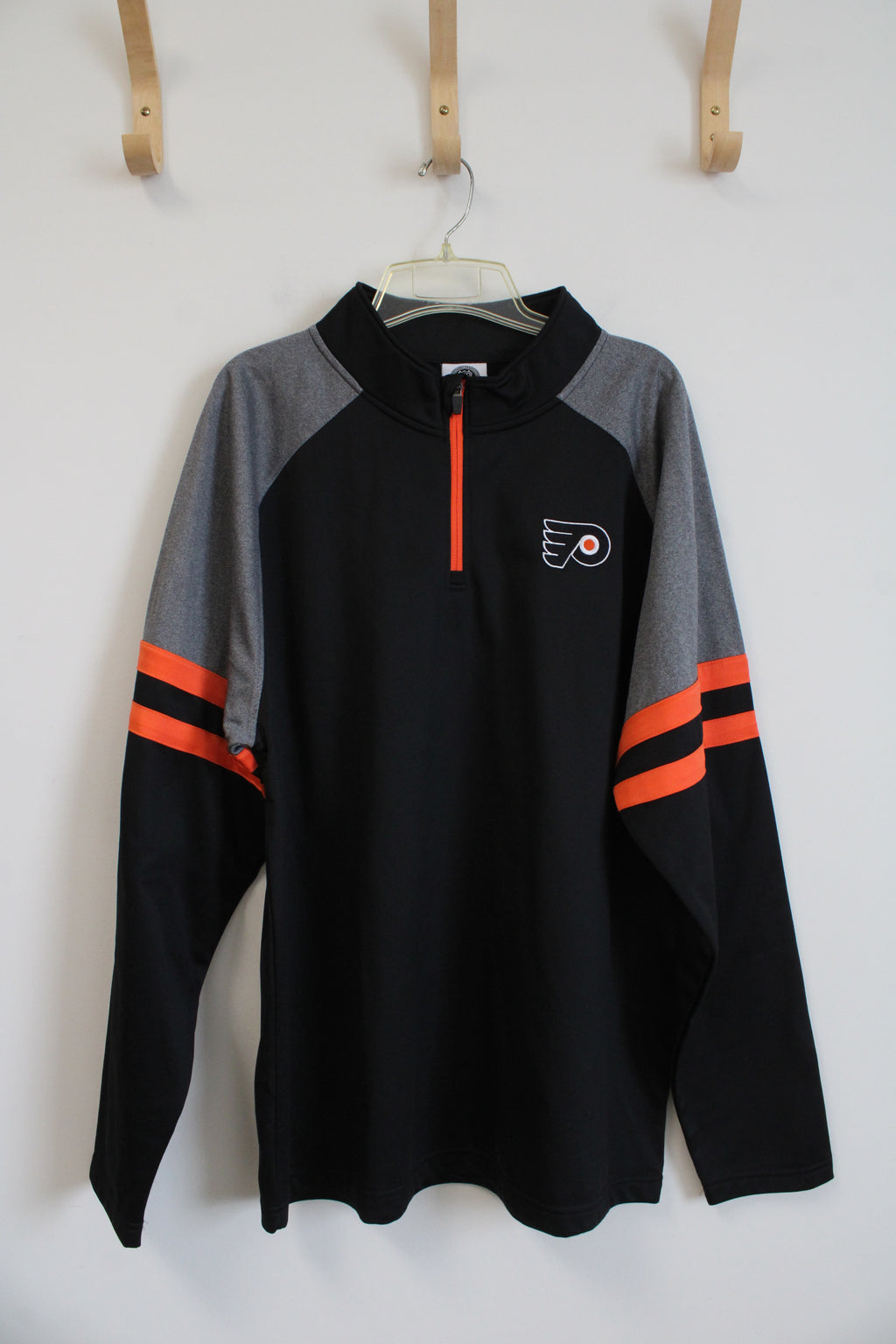 NHL Gray Black & Orange Pittsburgh Pirates 1/4 Zip Sweatshirt | XL