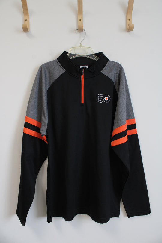 NHL Gray Black & Orange Pittsburgh Pirates 1/4 Zip Sweatshirt | XL
