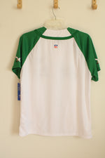 NEW NFL Green and White Eagles Buttoned-Down Short Sleeve Jersey | L