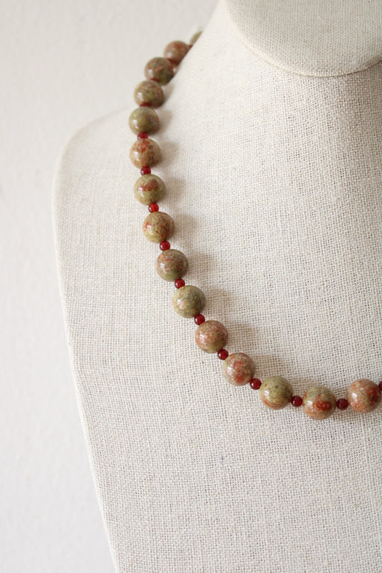 Unakite Autumn Jasper Beaded Necklace