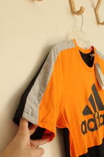 NEW Adidas Orange Black and Gray Color Block T-Shirt | S