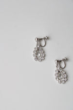 Clear Stone Silver Screwback Dangle Earrings