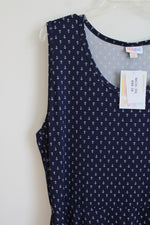 NEW LuLaRoe Nicki Navy & White Anchor Sleeveless Dress | 3XL