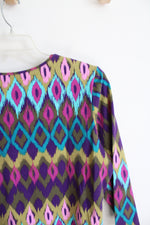 Ruby Rd. Blue Purple & Pink Patterned Beaded Top | XL