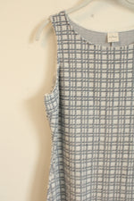 Kaileigh White Blue Plaid Knit Dress | XL