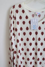 NEW LuLaRoe Emily Cream Rust Pink & Blue Patterned Dress | XL
