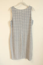 Kaileigh White Blue Plaid Knit Dress | XL