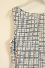 Kaileigh White Blue Plaid Knit Dress | XL