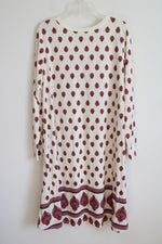 NEW LuLaRoe Emily Cream Rust Pink & Blue Patterned Dress | XL