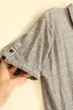 NEW Knit Heritage Gray Printed Short Sleeve Quarter Button Polo Shirt | XL