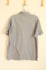 NEW Knit Heritage Gray Printed Short Sleeve Quarter Button Polo Shirt | XL