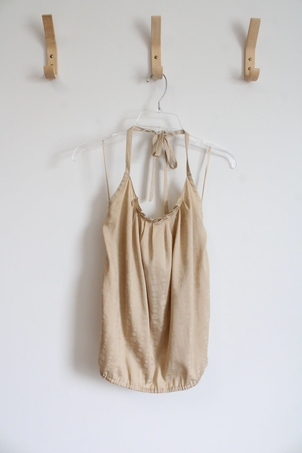 Express Tan Dotted Halter Neck Top | S