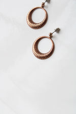 Copper Circle Stud Dangle Earrings