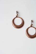Copper Circle Stud Dangle Earrings