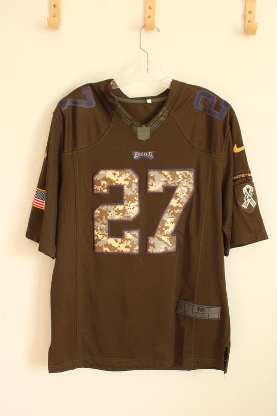 NFL Army Green and Camo Eagles #27 Jenkins Jersey | M