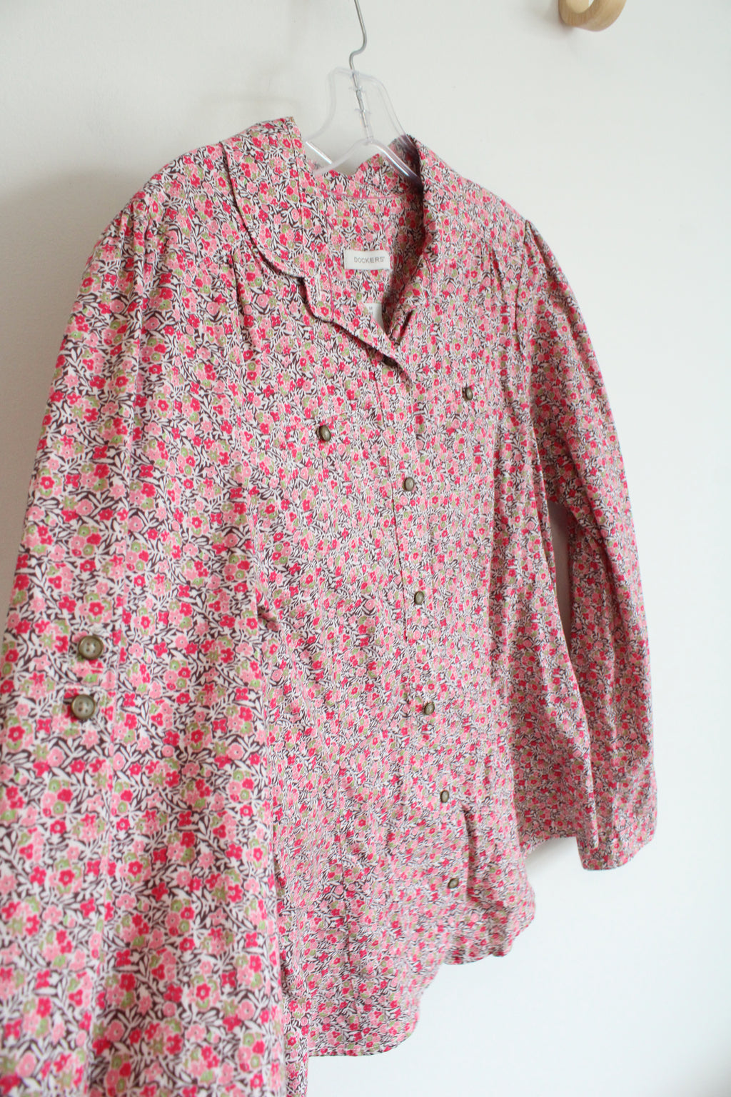 Dockers Pink Floral Button Down Top | M