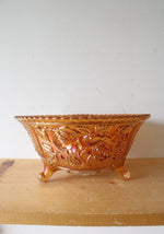 Vintage Imperial Glass Marigold Lustre Rose Iridescent Carnival Glass Footed Bowl