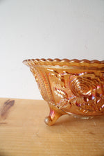 Vintage Imperial Glass Marigold Lustre Rose Iridescent Carnival Glass Footed Bowl