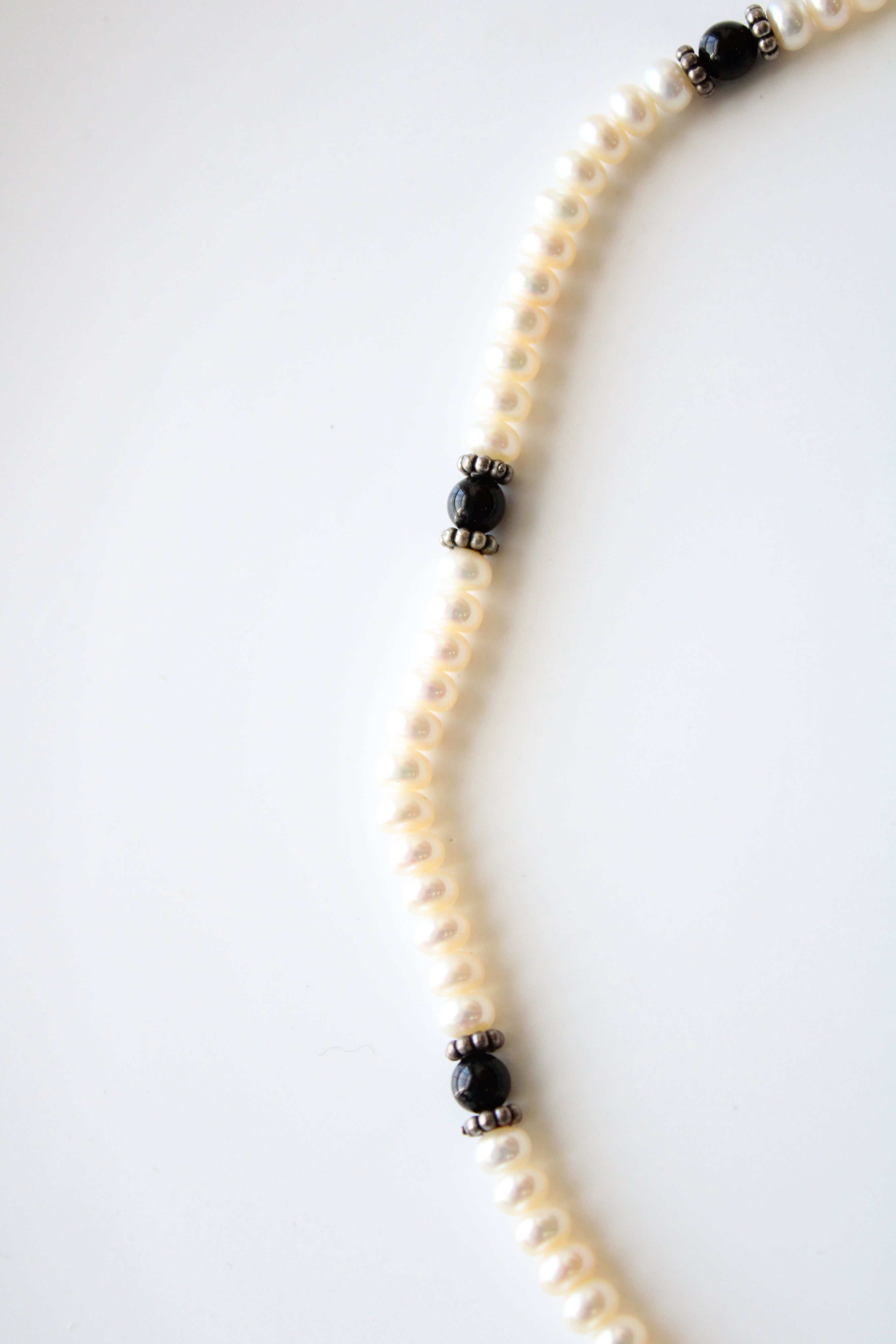 Genuine Ivory Pearl & Sterling Silver Beaded Necklace