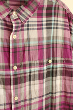 Mossimo Supply Co. Purple, Blue and Gray Plaid Short Sleeve Button Down Shirt | XL