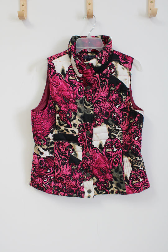 Bandolino Pink Patterned Puffer Vest | S