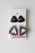 Black & Silver Statement Earring Pair