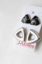 Black & Silver Statement Earring Pair
