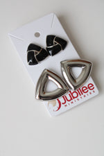 Black & Silver Statement Earring Pair