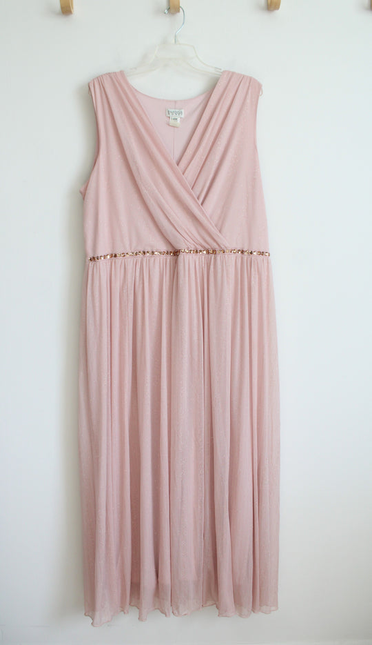 Enfocus Pink Shimmer Maxi Dress | 20W