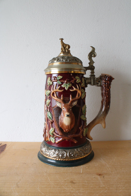 The Franklin Mint The Official 10-Point Buck Sportsman's Tankard By Rick Fields Beer Stein